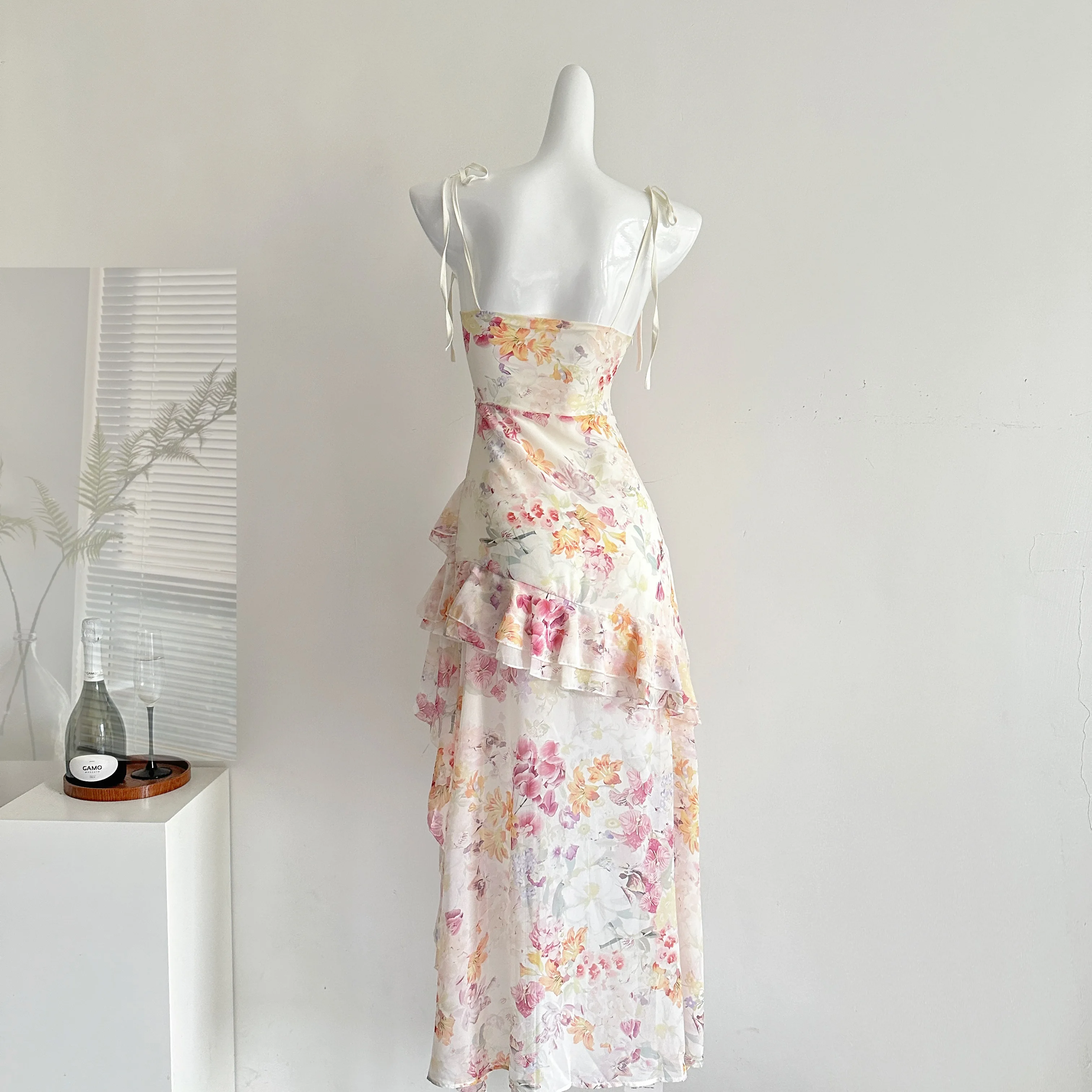 Abito estivo da donna per compleanno, ballo di fine anno, abito midi, coquette, francese, vintage, scava fuori, abito da vacanza, sera, festa di un pezzo, estetica