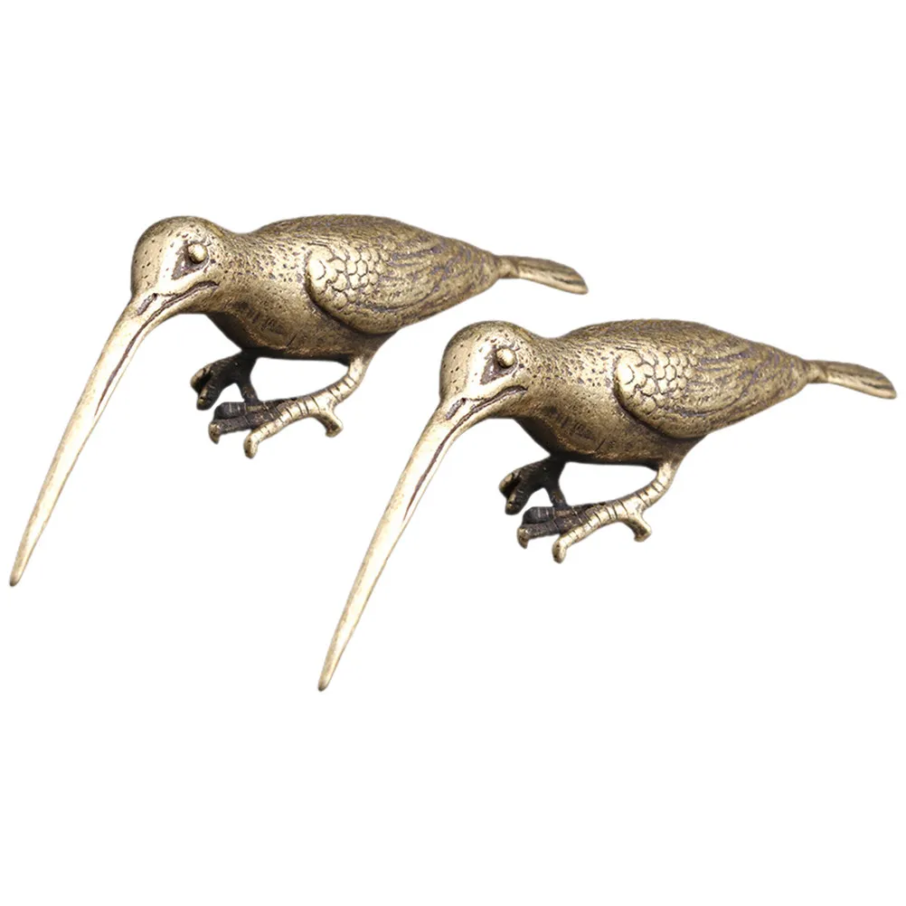 2Pcs Premium Brass Hummingbird Sculpture Fine Detail Craft Indoor Desktop Decor Gift for Chinese Culture Lovers Cabinet Brass