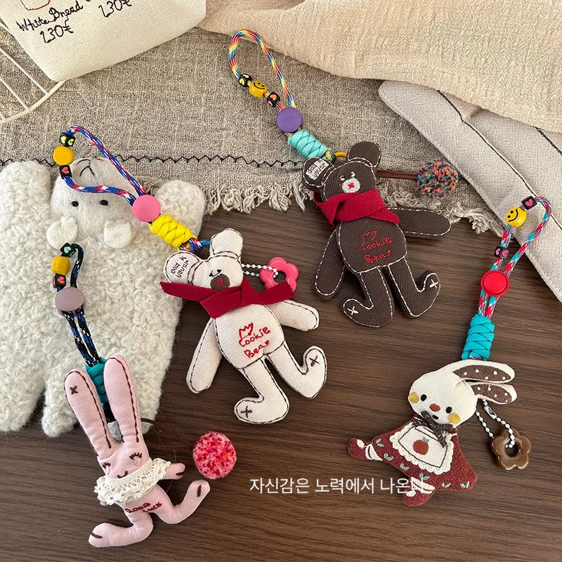 Bag Charm Cute Cartoon Bear Rabbit Cotton Filled Cloth Apron Cat Mermaid Brooch Keychain Pendant Multicolor Lightweight Small