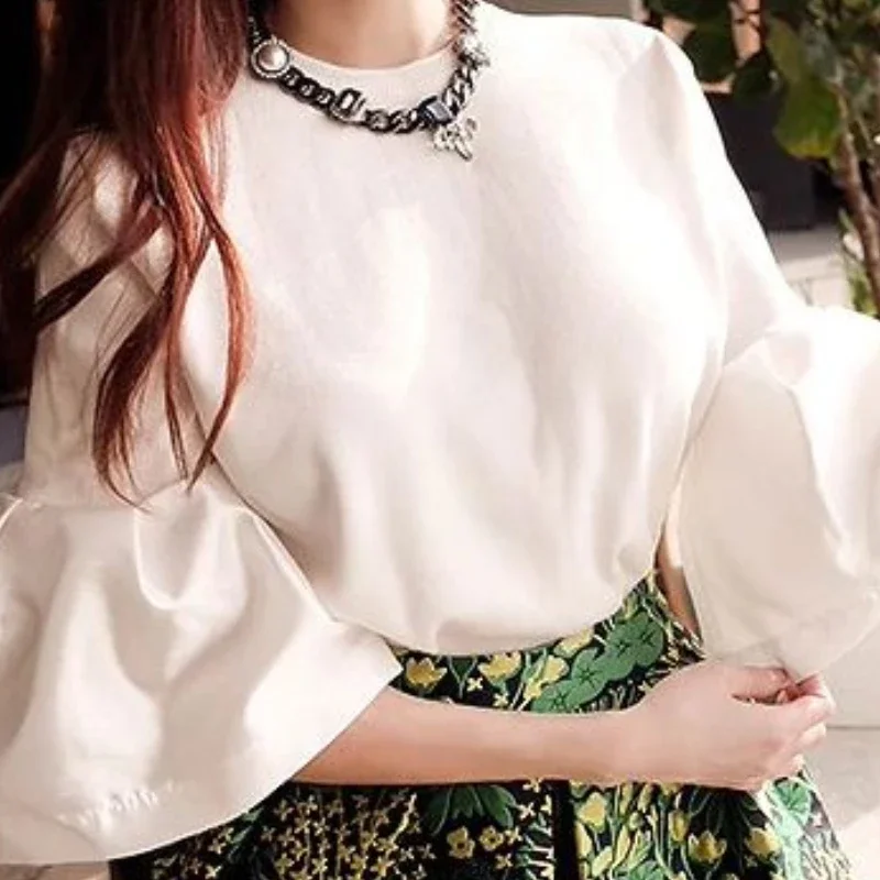 OCEANLOVE Patchwork Women Pullovers Stripes Flare Sleeve Vintage Sweet Spring Autumn Sweaters Korean Fashion Knitwears