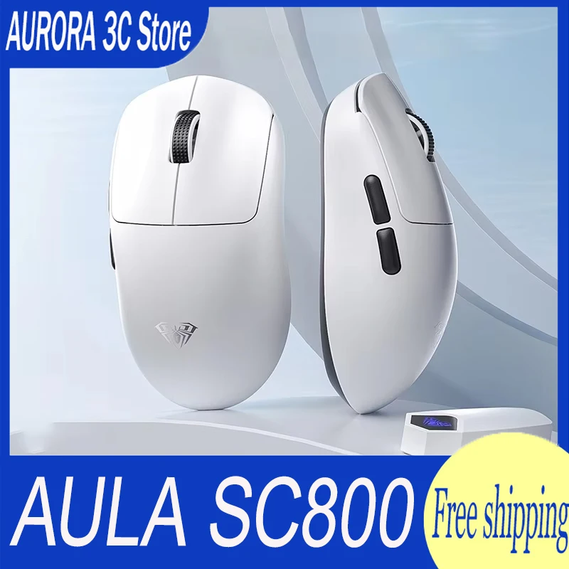 

Игровая мышь AULA SC800 PAW3395 Специальная электронная спортивная мышь 8K с частотой опрокидывания поставляется с ключом 8K 37 г Сверхлегкая беспроводная связь 2,4 г 26000 точек на дюйм