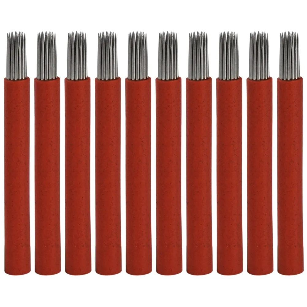

50pcs Eyebrow Blades 21R Stainless Steel Microblading Needles Set Portable Makeup Tools For Female Individual Packing Red