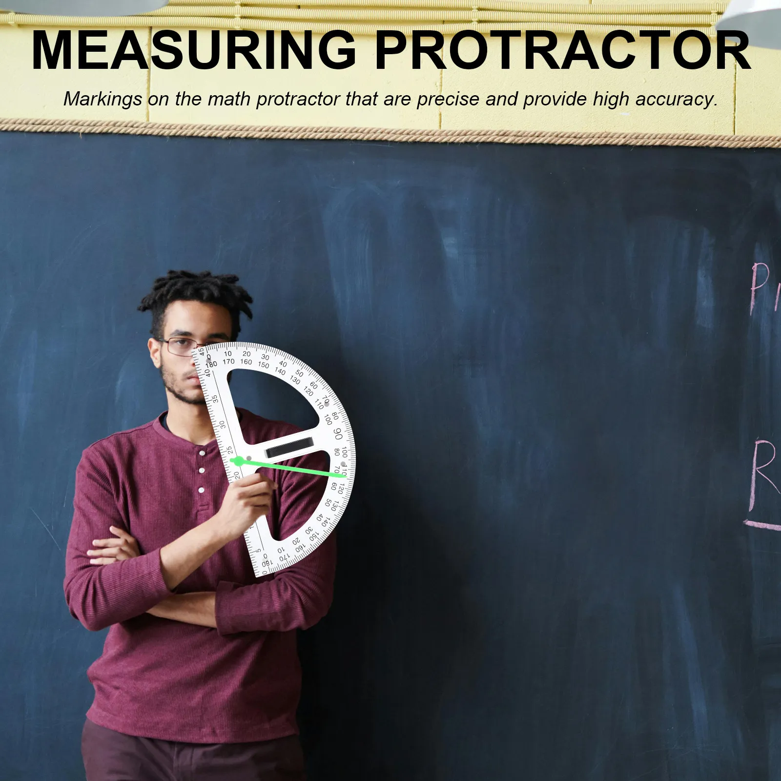 Transparent Magnetic Half Circle Protractor 180 Degree Math Measuring Tool for Teachers Drafting Drawing Portable Multi Function