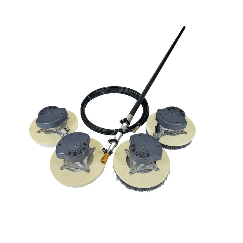 Water Pressure Driven Double Heads With Carbon Fiber Rod Solar Panel Cleaning Brushes For Wholesale
