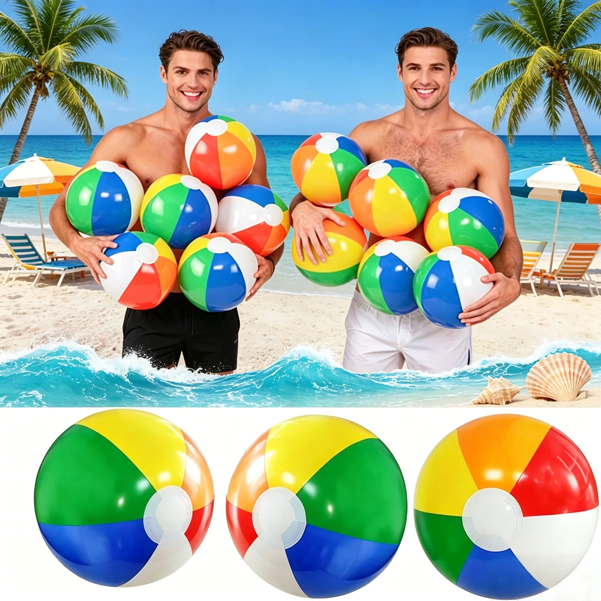 Multicolored Inflatable Beach Balls For Pool Beach Outdoor Games Shower Ornament Summer Holiday Group Party Accessory Supplies