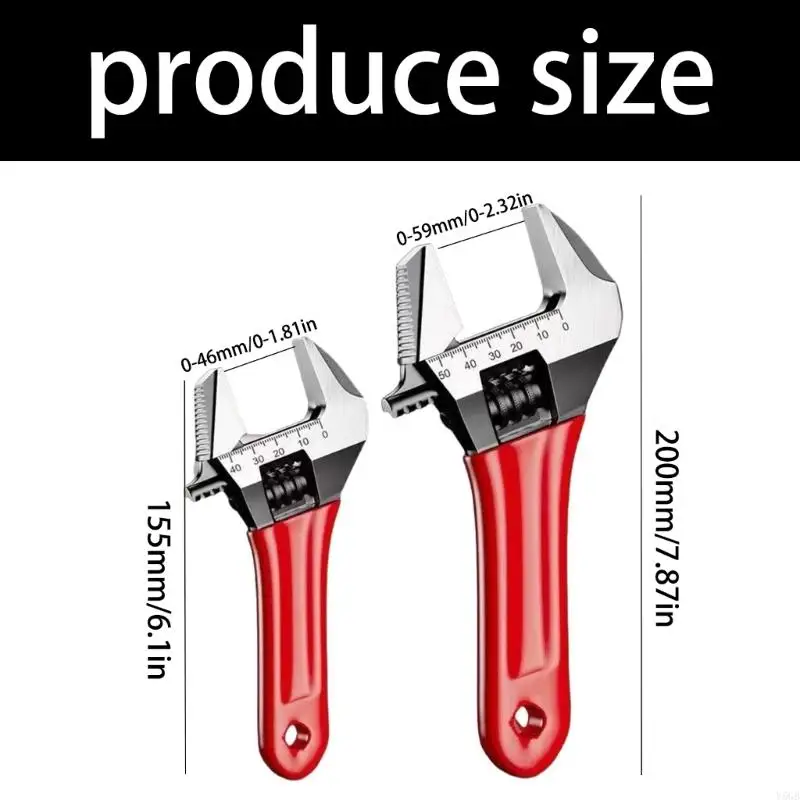 Adjustable Wrench with Wide Opening Jaw, Short Handle Steel Tool for Plumbing Repair, Bathroom Fixtures and Home Use Y5GB