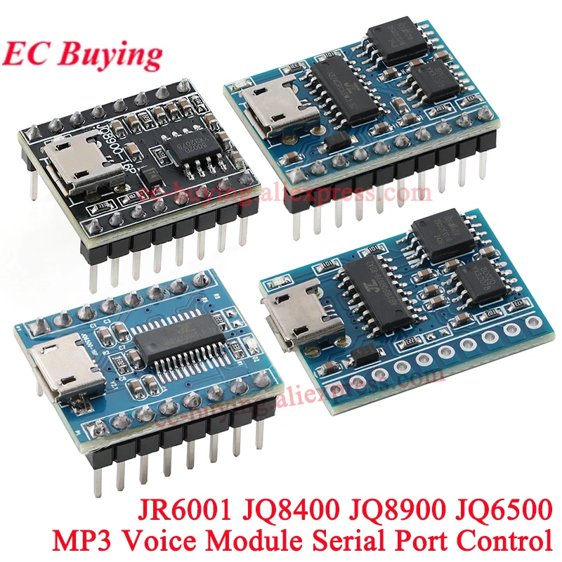 JR6001 JQ8400 JQ8900 JQ6500 MP3 Módulo de transmissão de voz Chip MCU Controle serial USB Um para um Controle de 5 vias Reconhecimento de música