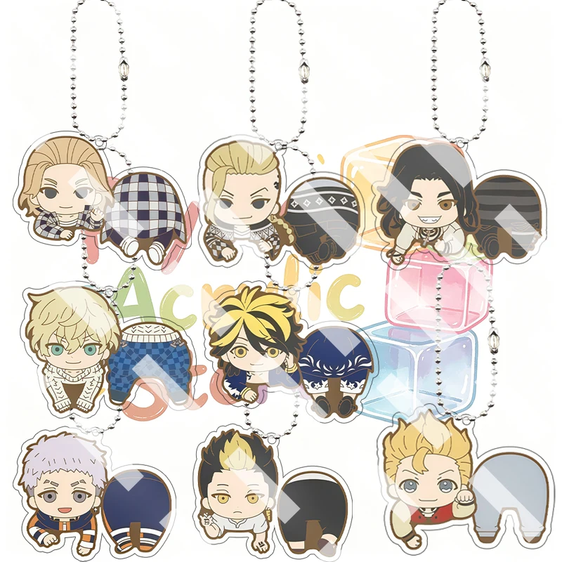 Anime Tokyo Revengers Bead Chain Acrylic Keychain Character Figure Matsuno Chifuyu Baji Keisuke Sanzu Cartoon Bag Pendant Gifts
