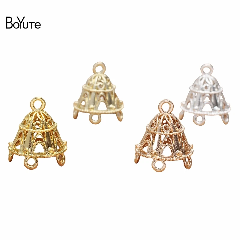 

BoYuTe (50 Pieces/Lot) 20*20mm Alloy Hollow Flower Cap Connector Pendant Lantern Accessories Diy Handmade Materials