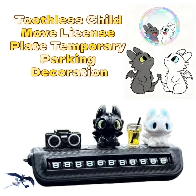 

Toothless child moving car, telephone sign, temporary parking number sign, broken window, hidden parking sign, car ornament