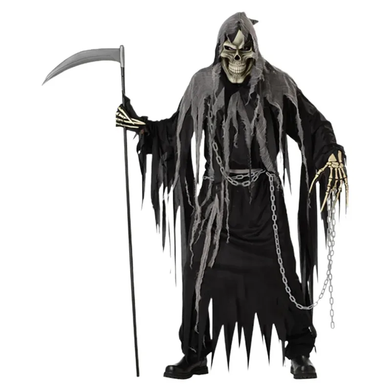 

Skeleton Ghost Men Halloween Cosplay Costume Adult Monster Terrifying Fancy Party Dress Robe Role Play Performance Costume
