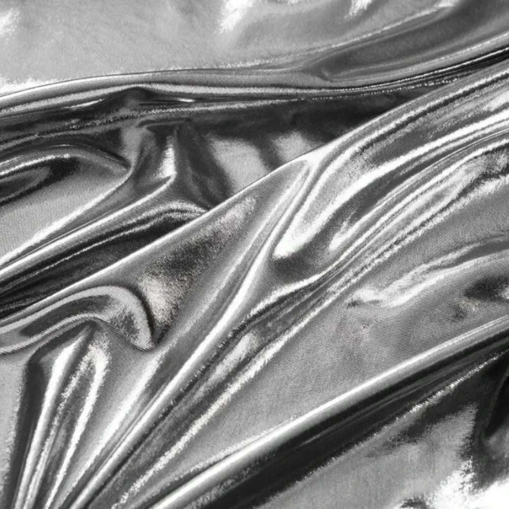 

Silver Bronzing Elastic Fabric for Dance Dress Half Skirt Silky Designer Diy Sewing Fabrics By The Meters Material Cloth