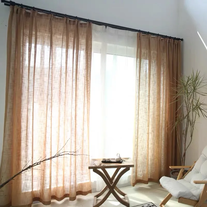 White  Curtains with Cotton and Linen Solid Tulle Modern Living Room Coffee Sheer Window Treatments Bedroom Curtains #30