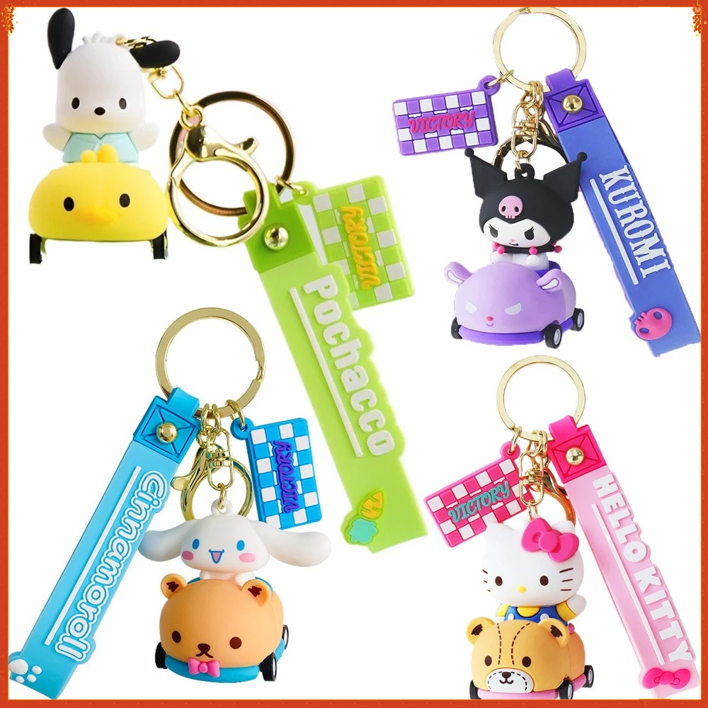 

Cartoon Genuine Sanrio Couple Cute Small Car Keychain Schoolbag Keyrings Pendant Decorative Accessories Boys Girls Holiday Gifts