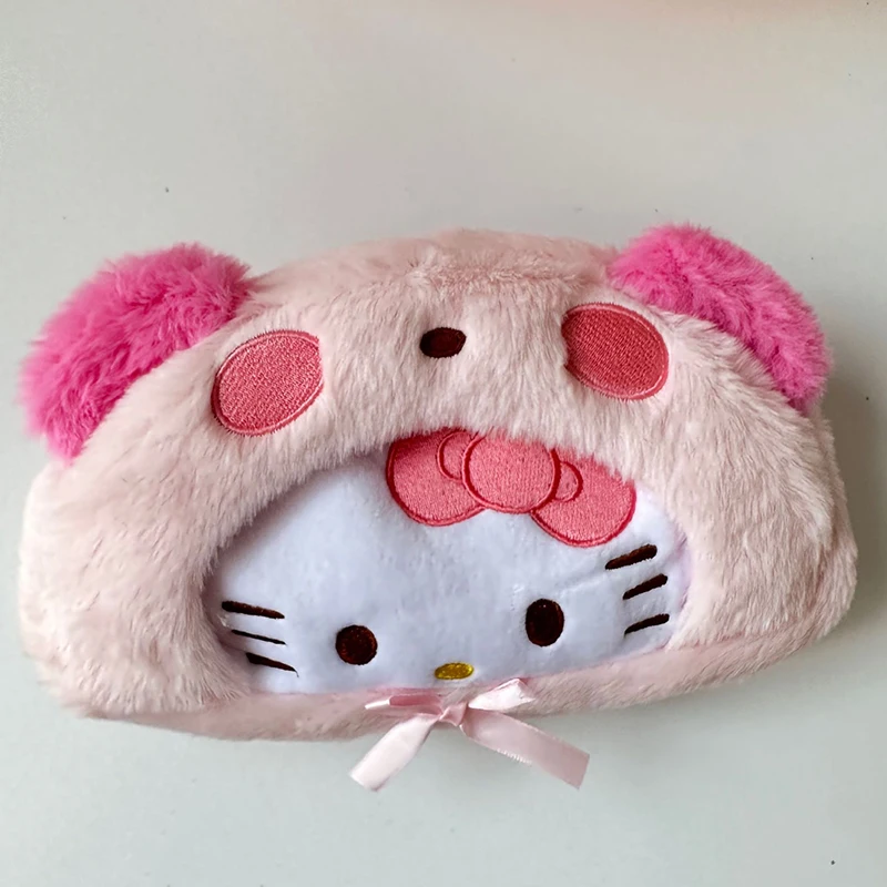 Imagem -02 - Olá Kitty Sanrio Plush Lápis Cases Pen Box Lápis Bolsa Material Escolar Bonito Cinnamoroll Kuromi Estudante Papelaria Armazenamento