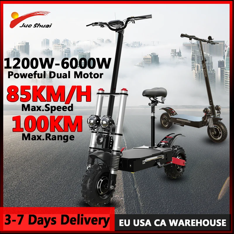 

1200W-1600W Electric Scooter Powerful Dual Motor Scooter Electric 85KM/H Top Speed 100KM Long Range E Scooter for Adults