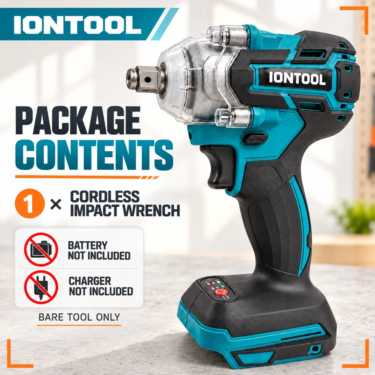 IONTOOL DTW285 Cordless Impact Wrench Remove Stubborn Lug Nuts with 350N 1/2 Inch 3500RPM for DIY Auto Care Tool Only
