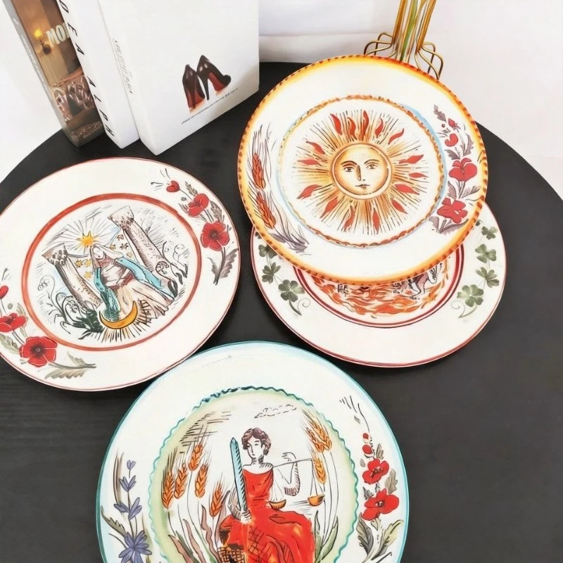 Creative Ceramic Steak Plate Set Combination Home Hand-Painted Western-Style Sun Series Plates