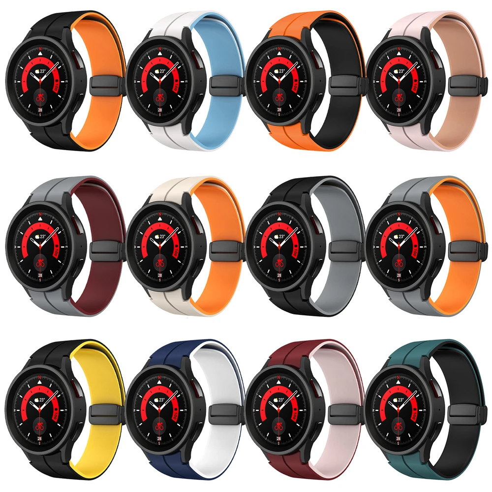 اثنين من لهجة المغناطيسي مشبك حزام لسامسونج غالاكسي ساعة ، سيليكون معصمه ، الكلاسيكية الفرقة ، 6 ، 5 برو ، 40 مللي متر ، 44 مللي متر ، 45 مللي متر ، 6 ، 4 ، 47 مللي متر ، 43 مللي متر