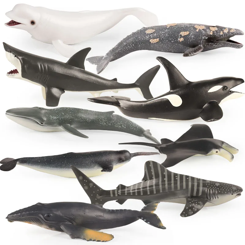 Oenux Sea Life Modello Grande Squalo Bianco Helicoprion Megalodon Balena Action Figure Oceano Animali Marini PVC Educazione Giocattolo per Bambini