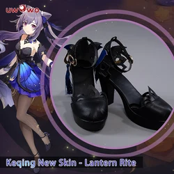 UWOWO Genshin Impact Keqing Cosplay Shoes New Skin Uniform Lantern Rite Outfit Ke Qing Formal Dress Game Halloween High-Heels