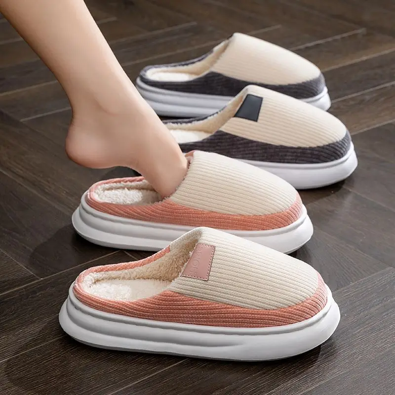 

Simple Cotton Slippers for Men, Winter Couples, Home Use, Soft-soled, Anti-slip, Warm and Non-smelly Cotton Slippers for Women