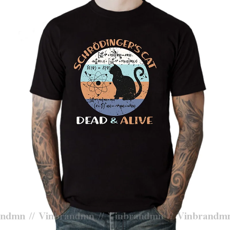 Men's Science T-shirt Top Quality Dead or Alive Schrodinger's Cat print men T shirt casual The Big Bang Theory mens Tshirt