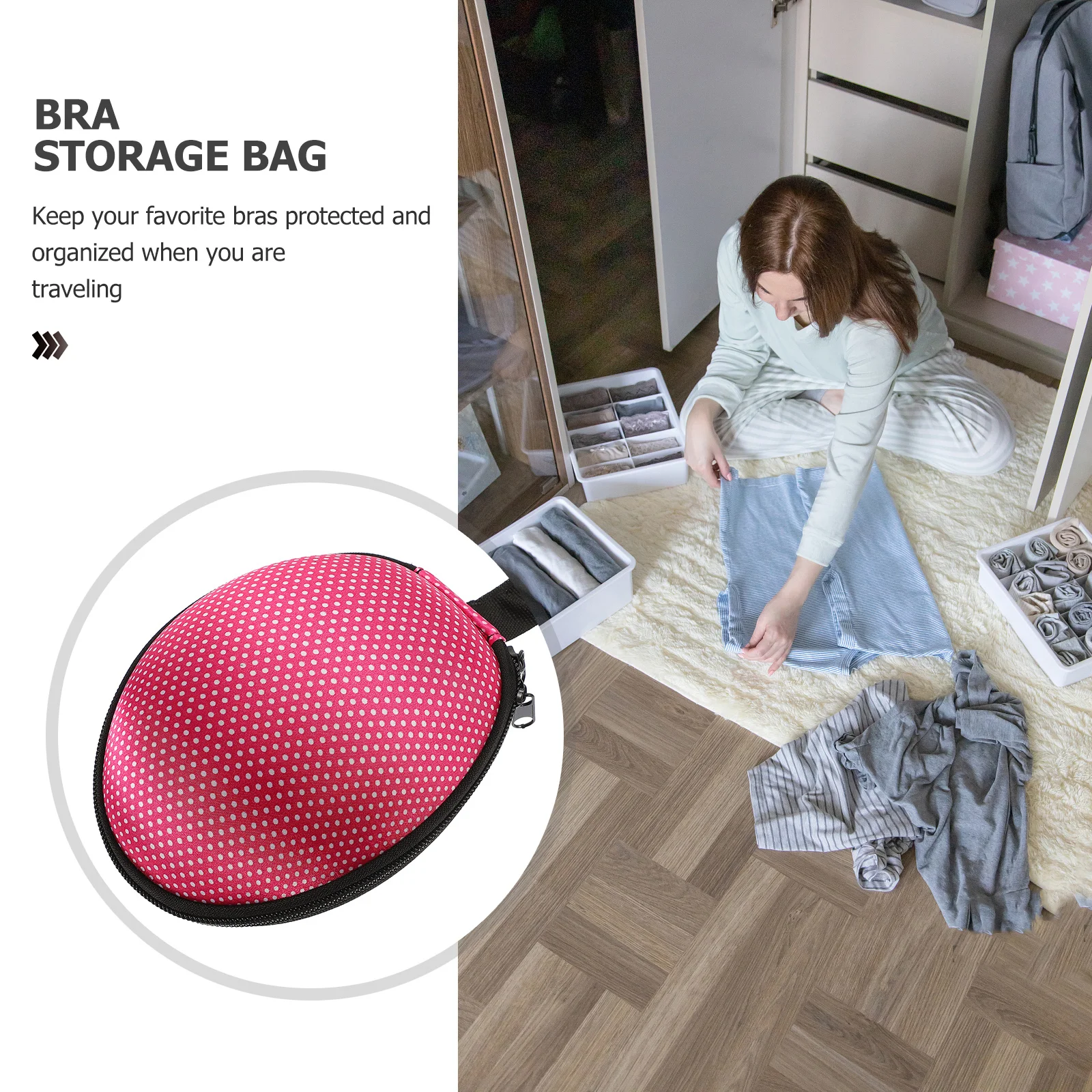 

Travel Case for Invisible Bra Standard Size Silicone Zippered Bra Bag Soft Fabric Protective Storage Travel Case