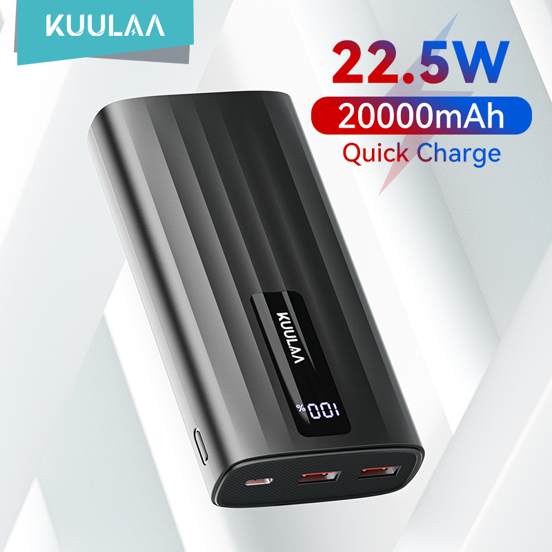 KUULAA 20000mAh/10000mAh Power Bank 22.5W PD Fast Charging Portable Charger External Battery For iPhone 15 14 13 Samsung Huawei