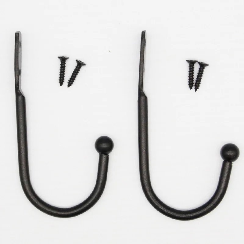 10 Pack Coat Hanger Wall Hooks with Screws Alloy Hanging Single Hook Bathroom Accessories Set Black Color Clothes Door Hooks