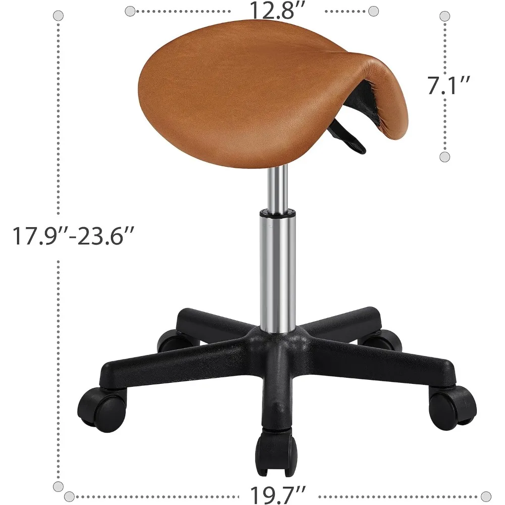 كرسي سرج دوار مع ارتفاع قابل للتعديل لمصففي الشعر وفني الرموش وفنانين الوشم - جلد البولي يوريثان