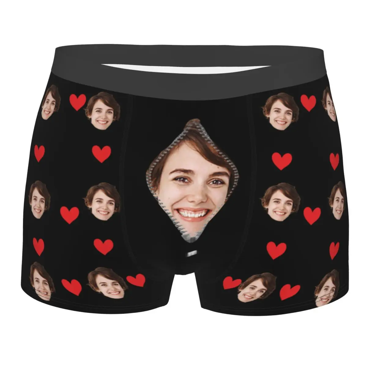 Men\'s Custom Personalized Face Photo  Long Underwear Fashion Boxer Briefs Shorts Panties Homme Polyester Underpants S-XXL