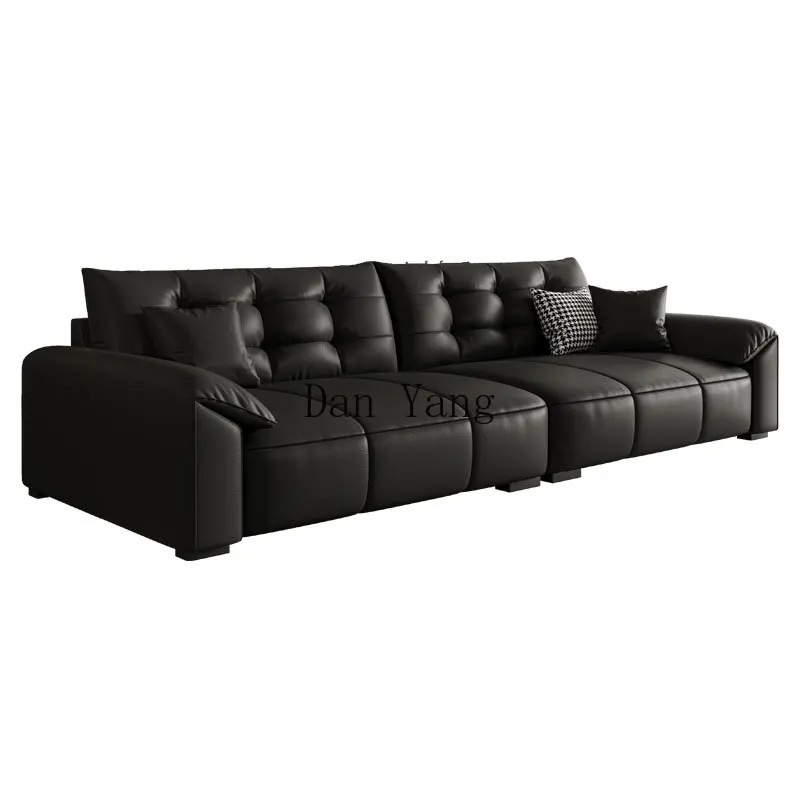 

YJ high-end leather sofa straight row living room size modern simple first-layer cowhide sofa