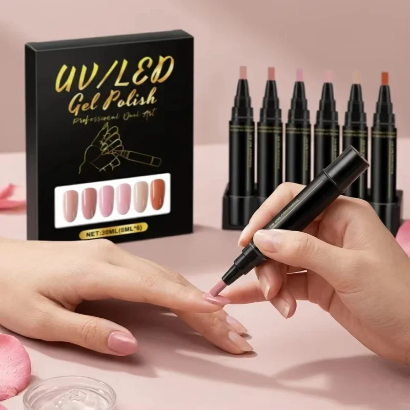 DIY Nail Art Pens 6 Color High Pigment Quick Dry Free Draw Design Decorate Nails Safe Gentle Waterproof Nails Art Oil Pens Kit