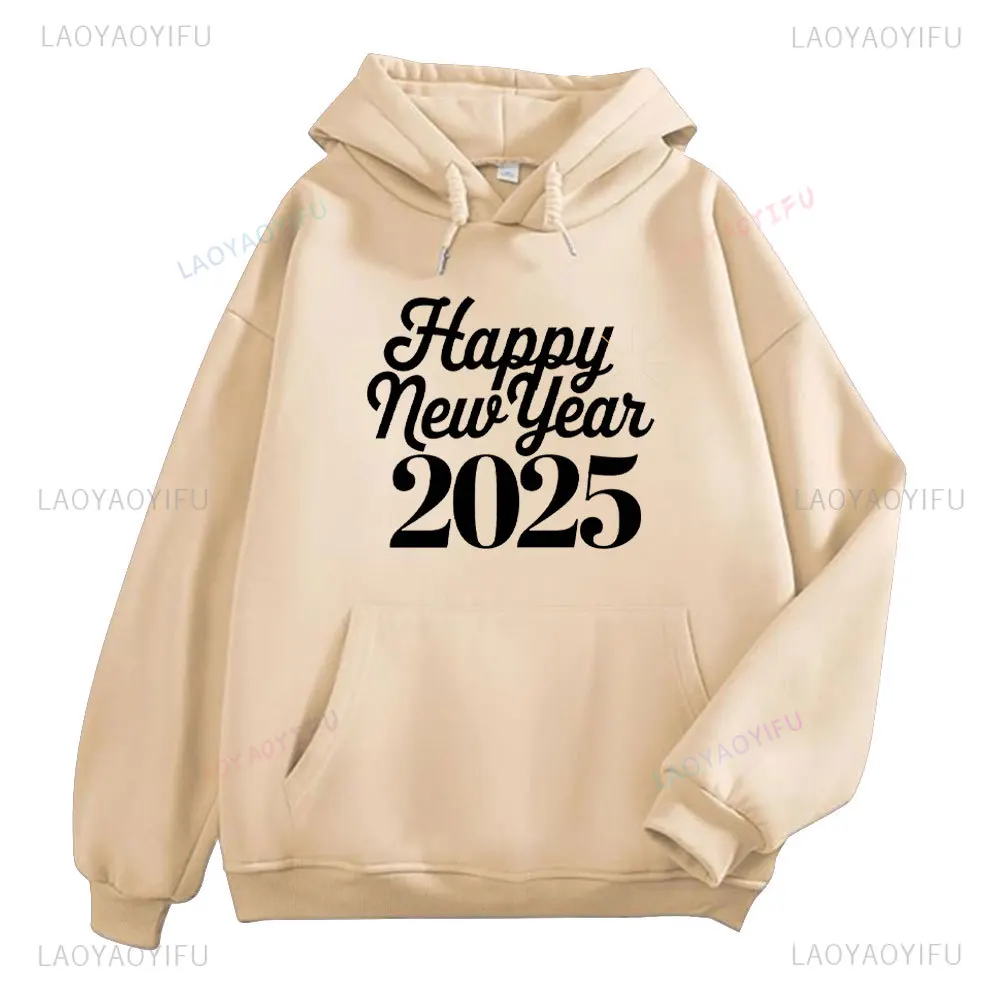 

2025 с Новым годом, женская толстовка Harajuku Y2K, осень-зима, модная мужская и женская толстовка с рукавами, удобная толстовка с Новым годом