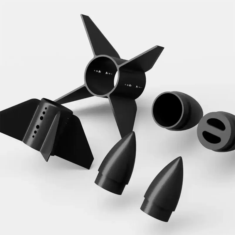 1PCS DIY Water Rocket Model Airplane 40mm/50mm Tail Wing Fins Head Nose High-Strength 3D Printed Plane Nose Cone Wings Assembly