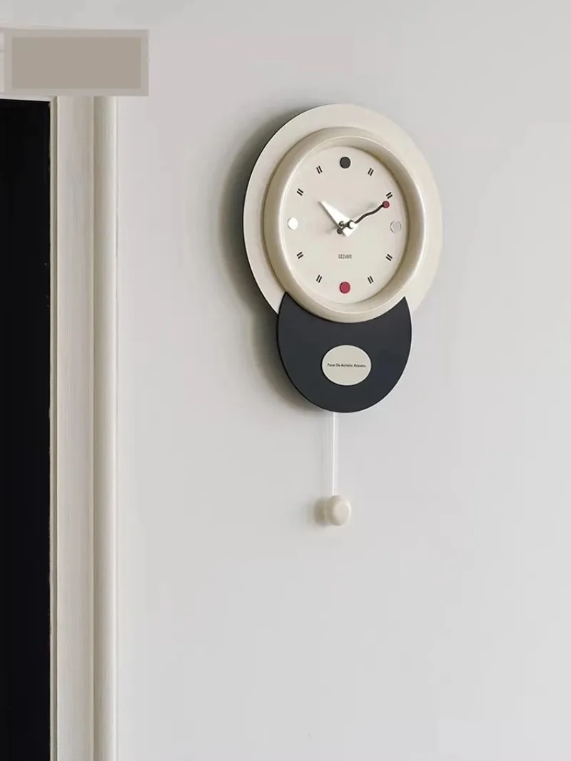 

No Drilling Wall Clock Modern Minimalist Swing Clock for Living Room Dining Room Home Decor
