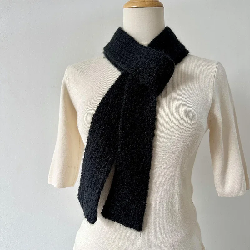 

Winter New Solid Color Narrow Long Scarf Female Korean Version Knitted Woolen Scarves Women's Imitation Cashmere Scarf