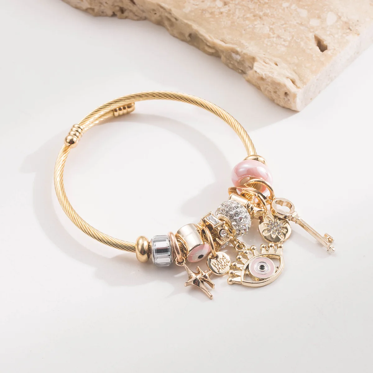 Versatile personality bracelet with exquisite beads, demonic eye keychain, letter accessories, pendant, and hand ring