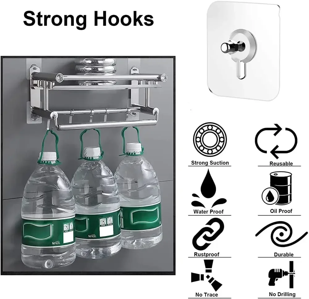 Sticky Nail Wall Hook Strong Poster Screw Sticker Wall Hook Closet Cabinet Shelf Wall Hook Hanger Kitchen Bathroom