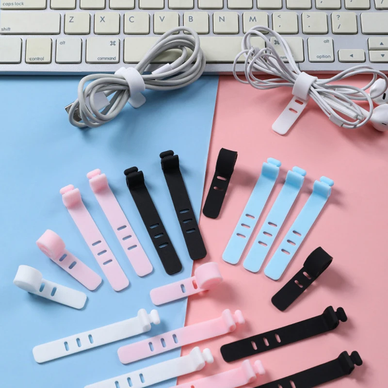 5PCS Wire Winder Cable Organizer Silicone Earphone Clips Wire Cord Management Straps Reusable Cable Tie Beam Line Cord Holder