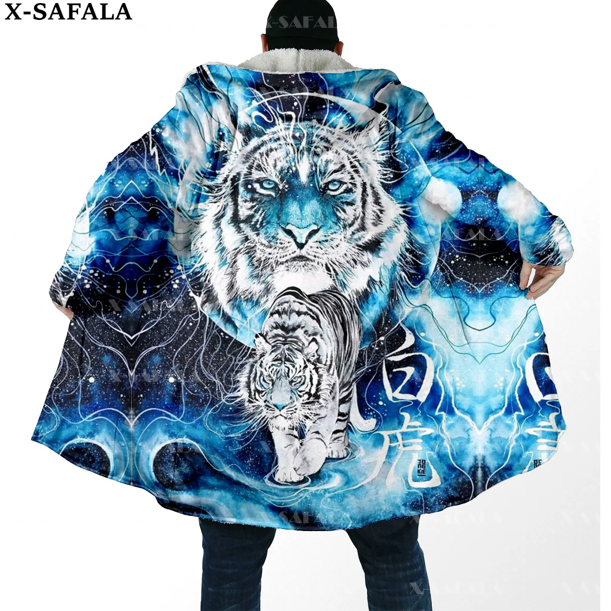 

Viking Tattoo Yin And Yang Tiger Warrior Thick Warm Hooded Cloak Men Overcoat Coat Windproof Fleece Cape Robe Hooded Blanket-12