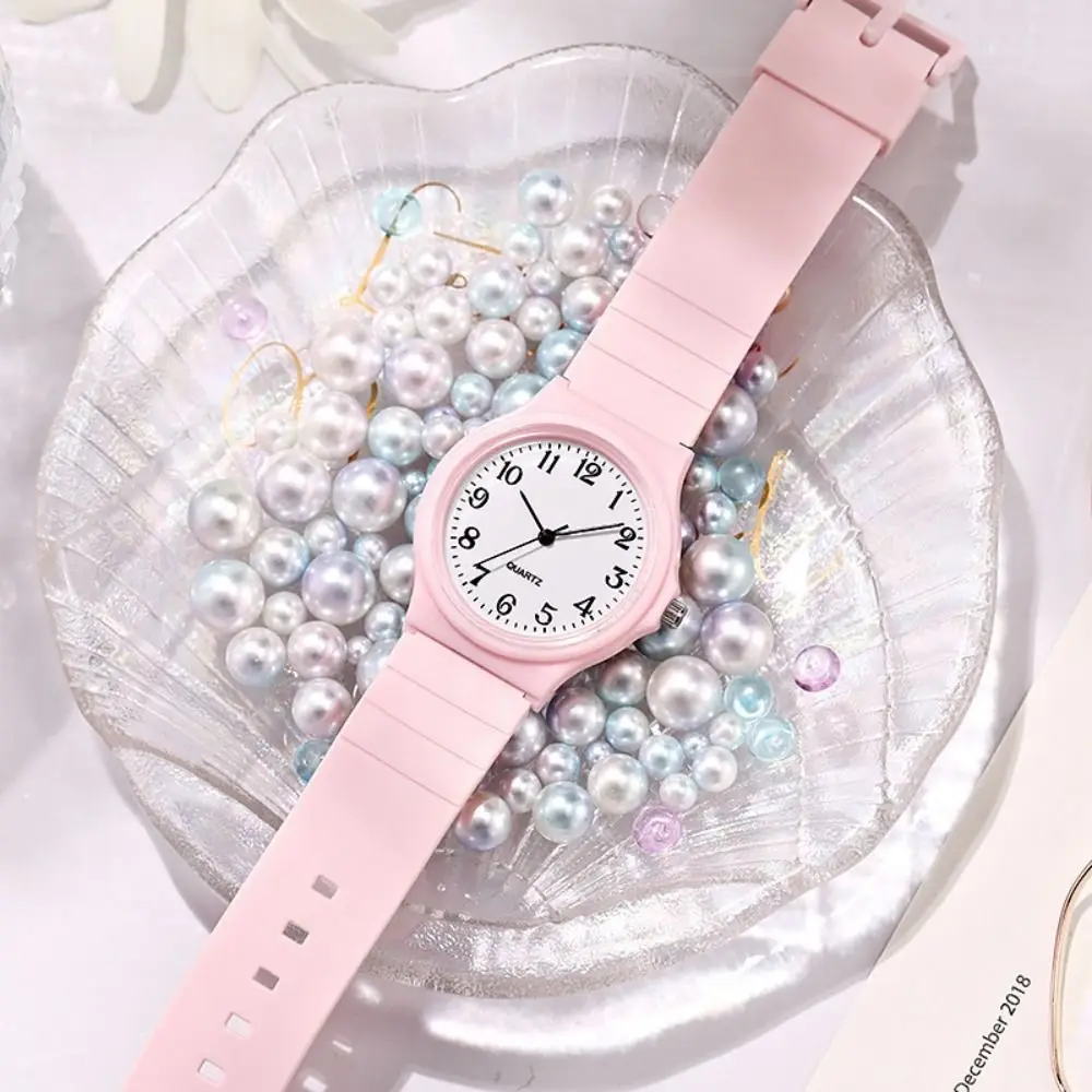 Adjustable Silicone Strap Minimalist Digital Watch Small Dial Round Dial Children's Quartz Watch Fashion Leisure Student Watches
