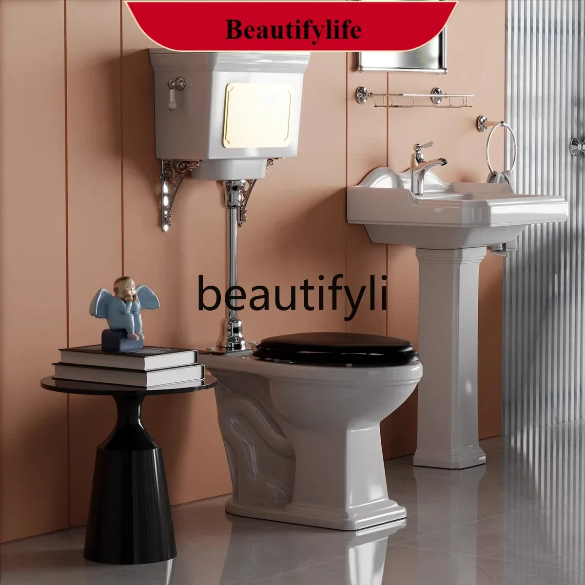 

Z189 Настенный керамический резервуар для воды в стиле ретро, унитаз с низким резервуаром для воды, классический унитаз, бытовой разделенный пол, настенный ряд