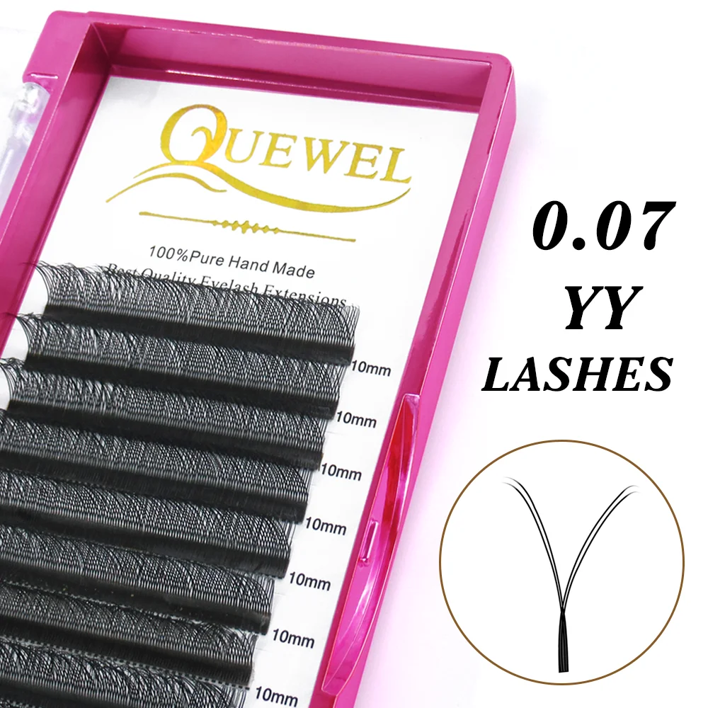 Quewel 0.07mm Y-Shape Eyelashes Extensions Double Tip Lashes Cilios YY Natural Easily Grafting Y Style Volume Faux Mink Lash