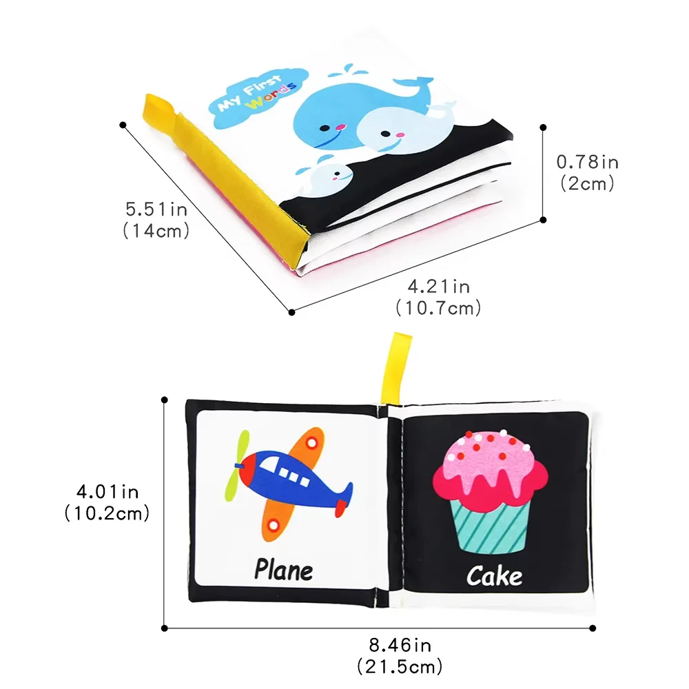 Baby Cloth Books 0-12 Months Soft Newborn Books Rustle Sound Baby Quiet Books Infant Early Learning Educational Toys Rattle Toys