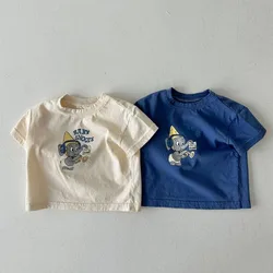 Camiseta suave de dibujos animados para niños y niñas, jersey con estampado de algodón fresco, Tops versátiles a la moda, camisetas bonitas de verano