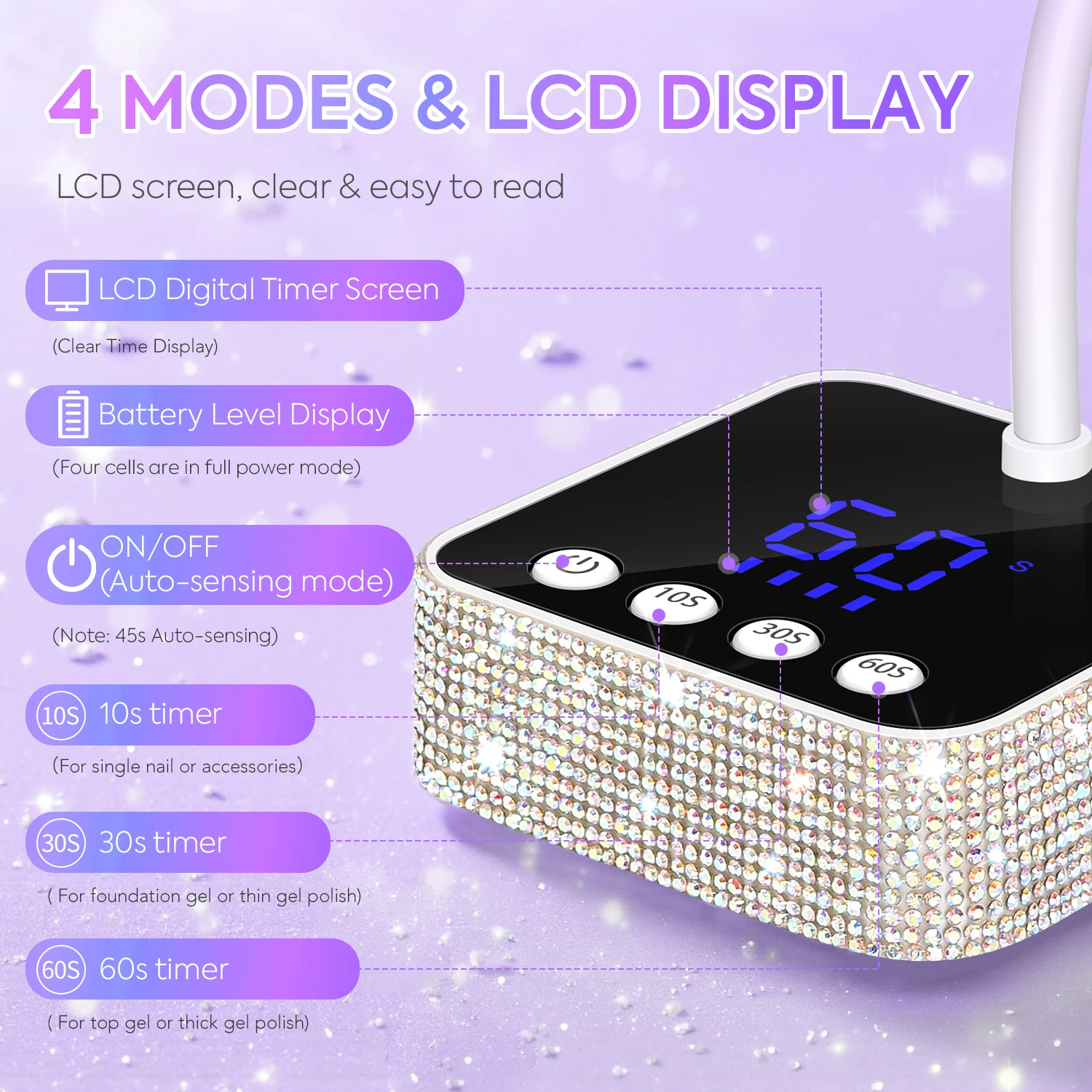 Professionelle Nagellampe, LED-UV-Nageltrockner, automatische Erkennung, Touch-Steuerung, schnell trocknendes Nagellicht, 360-Grad-biegsame Tischlampe für den Salon