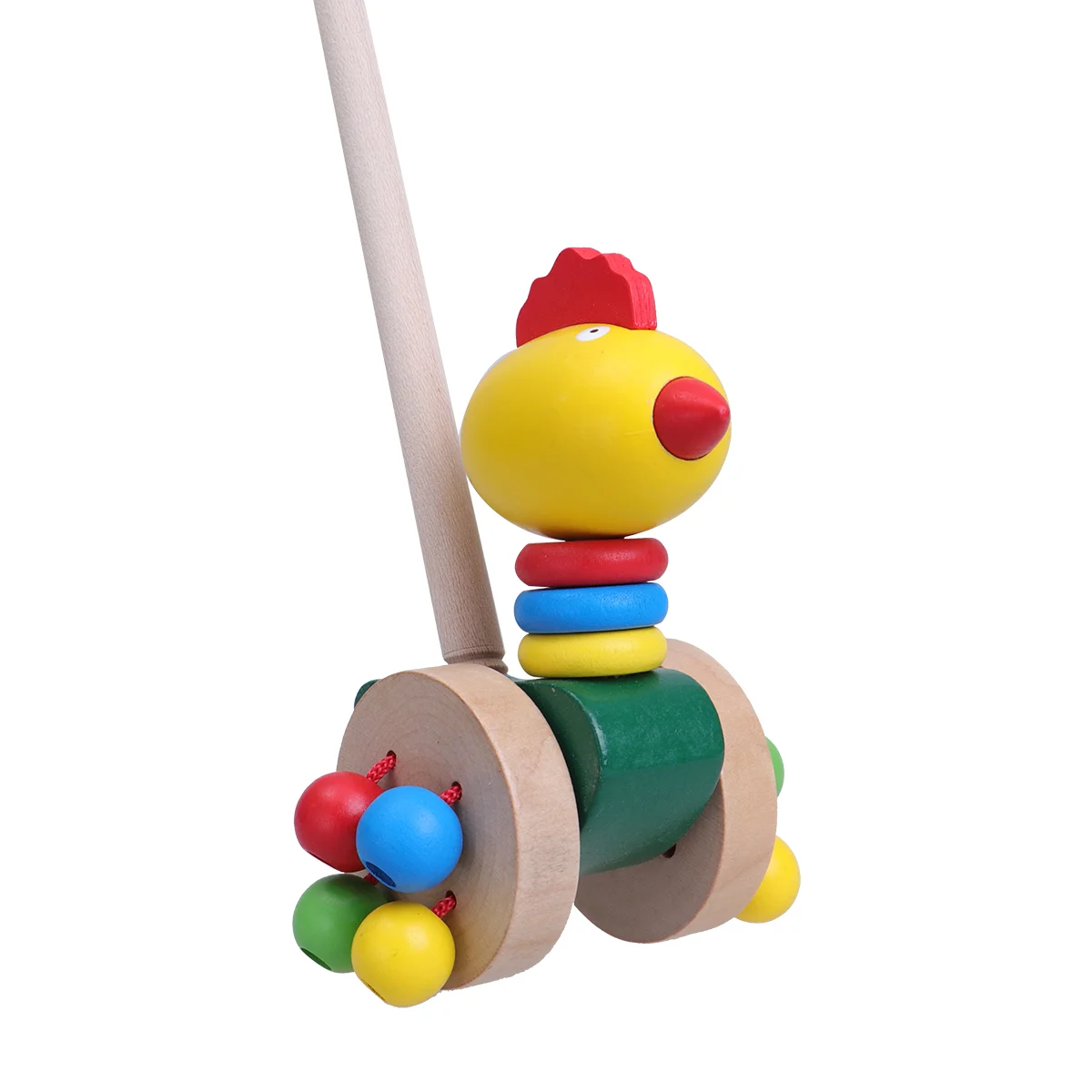 Pushing Toys Toddler Wooden Push and with Detachable Pole Cartoon Carts Walker Wooden Toys Push Rod Cart Toys