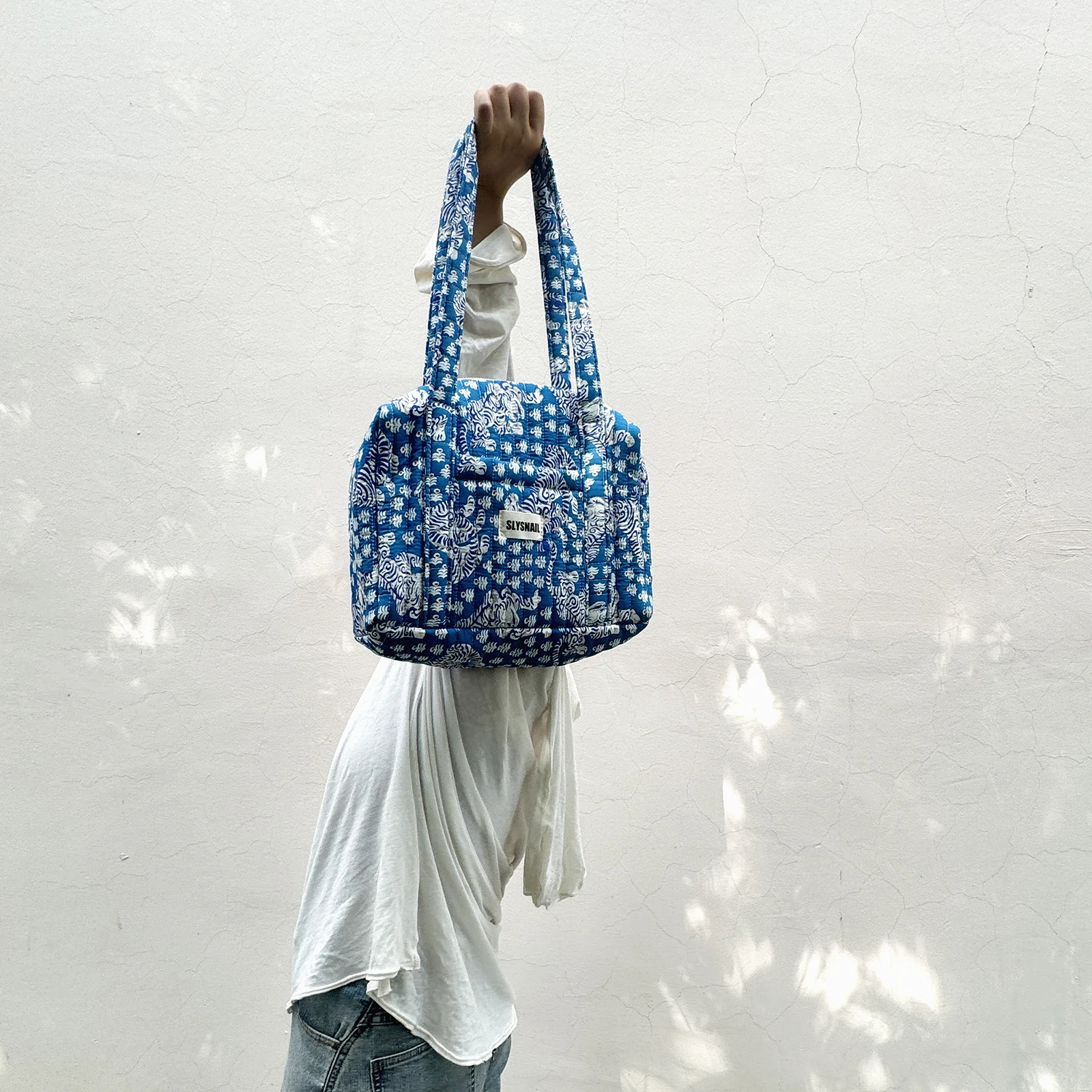 Gesteppte Schultertasche für Damen, Boho-Tigermuster, große Kapazität, Handtasche mit Reißverschluss – Detail 13